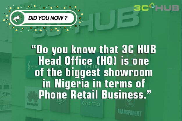 3CHUB's tweet image. Here is one important #TuesdayFact you should know.
Do you know that 3CHUB Head Office located in Ikeja is one of the biggest Retail showroom in Nigeria?

Affordable gadgets, smartphones, home appliances, accessories and the best VIP service.

3CHUB: Digital Lifestyle Expert.