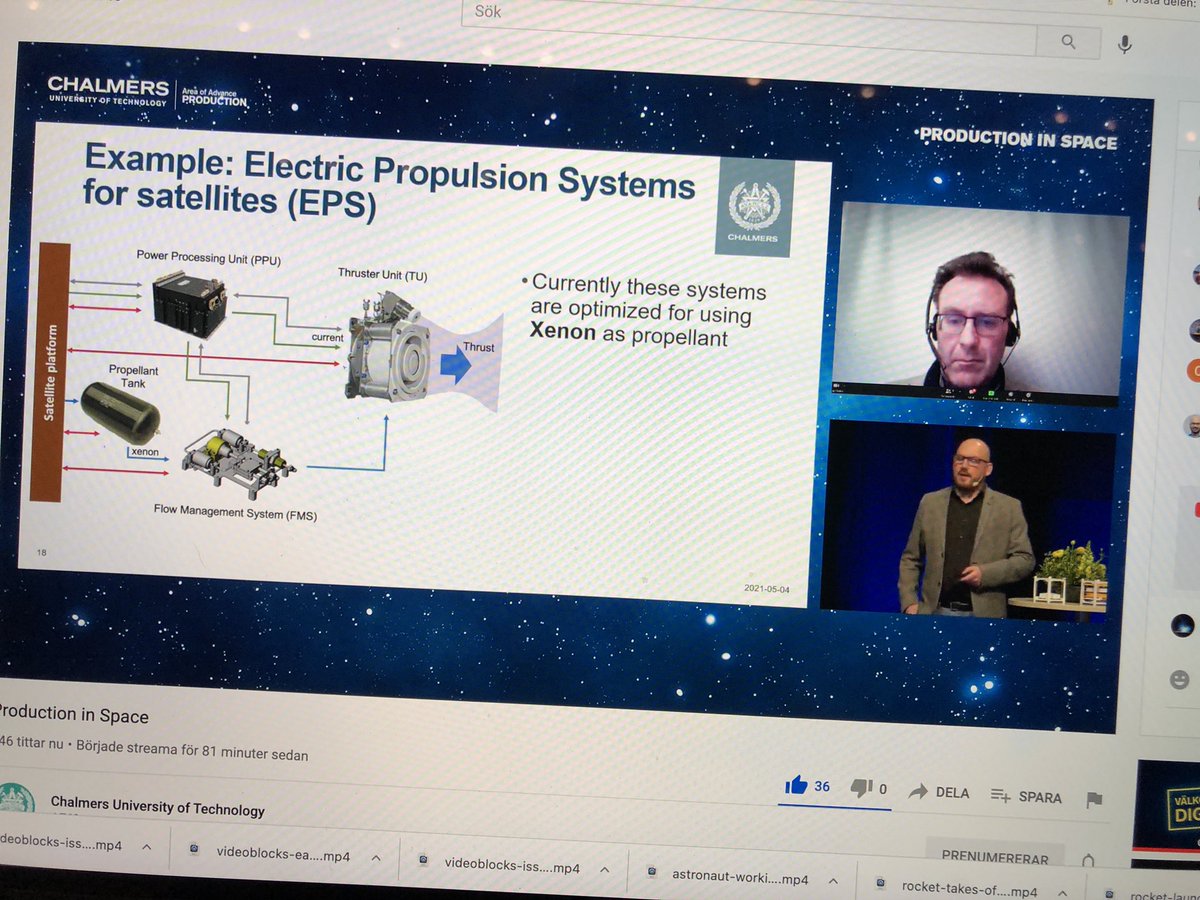 Great presentations today at the livestreamed seminar Production in Space, 13-17 May the 4th! 
<a href="/CHEOPS_H2020/">CHEOPS_H2020</a> <a href="/MassimoPanarott/">Massimo Panarotto</a> <a href="/OlaIsaksson4/">Ola Isaksson</a> 
You can join! youtube.com/watch?v=bWAoGv…
