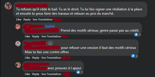 MetroBunnyMtl's tweet photo. MONTREAL TENANTS! Do LEASE TRANSFERS to KEEP RENTS LOW! It's what landlords fear most, because it works!

Btw, regarding that comment near the end, ur LL can't just refuse a transfer outright, they need serious documented reasons.

(Screenshot from a Montreal landlords group) https://t.co/5Vsehn8ZDR