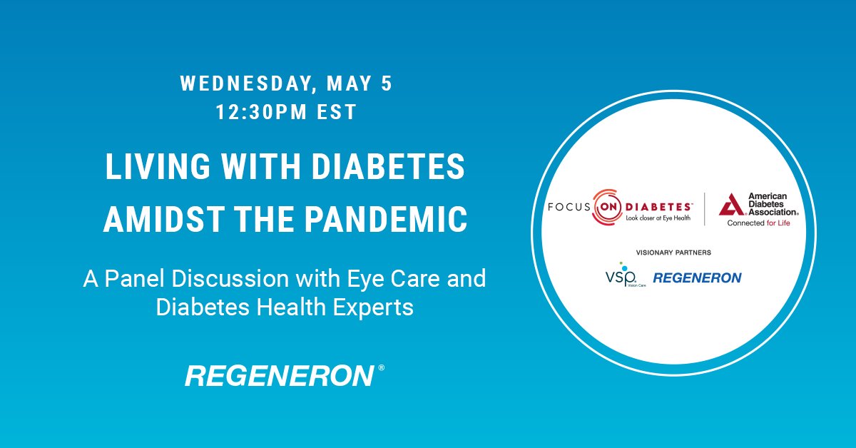 On May 5th, 12:30pm EST, join this free virtual panel discussion between vision specialists, diabetes health experts & patients about the challenges of living with diabetes during the pandemic. 

📝 Register: zoom.us/webinar/regist…

#FocusonDiabetes #COVID19 #HealthyVisionMonth