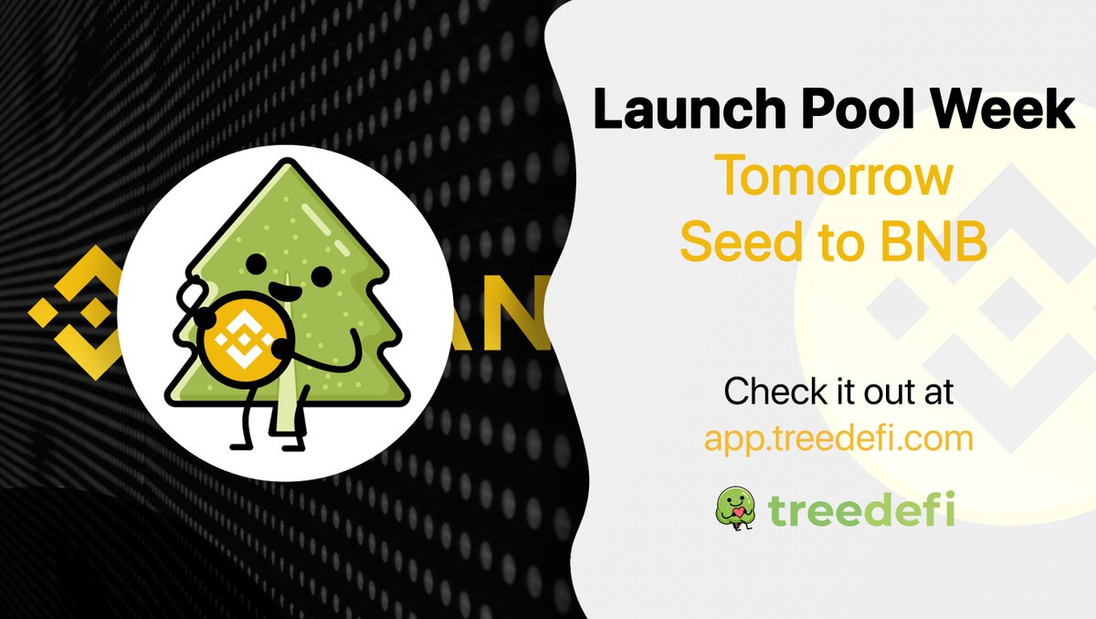 treedefi's tweet photo. 🌱Stake SEED earn BNB💛

We know that everyone loves BNB so we've decided to pack one of our Launch Pools with lots of BNB rewards for a limited time of 10 days⛏

#binance #bsc #treedefi #launchpool #dapp #donatetrees #YieldFarming https://t.co/6CVereL2Pd