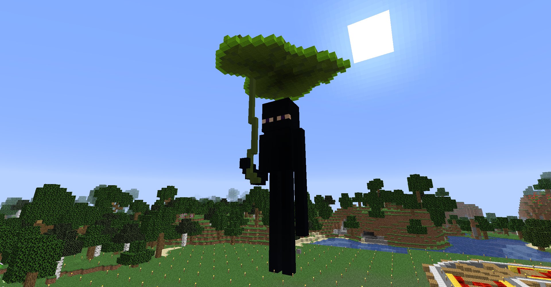 Suzu 葉っぱの傘をさしたエンダーマンさん作りました これで雨の日にダメージくらわないね Minecraft Minecraft建築コミュ バニラ建築学部 マイクラ建築 サバイバル建築 T Co Doer39buzb Twitter