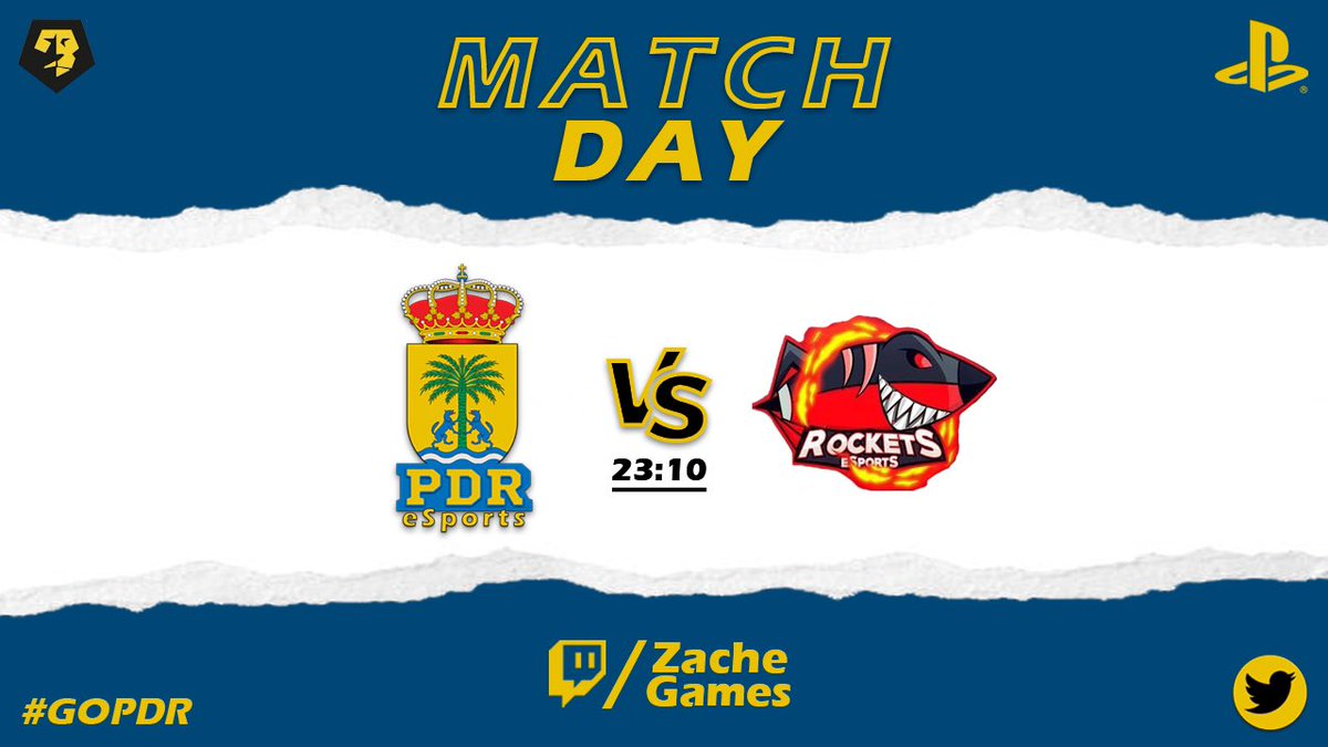 #MATCHDAY ⚽️

🏆 | Liga, jornada 8 <a href="/VFOspain_ps/">VFOspain PS</a> 

🆚 | @RocketsEesports 

📅⏰ | 04/05, 23:10h

📺 | twitch.tv/ZacheGames

#GOPDR 🔵🟡