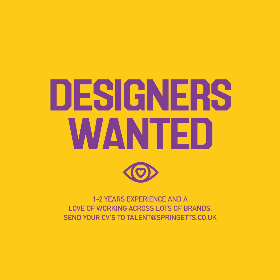Springetts (@springettsbdc) on Twitter photo DESIGNERS WANTED!
springetts.co.uk/car.../junior-…
#hiring #springetts #design #branding #designer #jobs #nowhiring #recruiting #careers #london #creative #agency #brandlove DESIGNERS WANTED!
springetts.co.uk/car.../junior-…
#hiring #springetts #design #branding #designer #jobs #nowhiring #recruiting #careers #london #creative #agency #brandlove