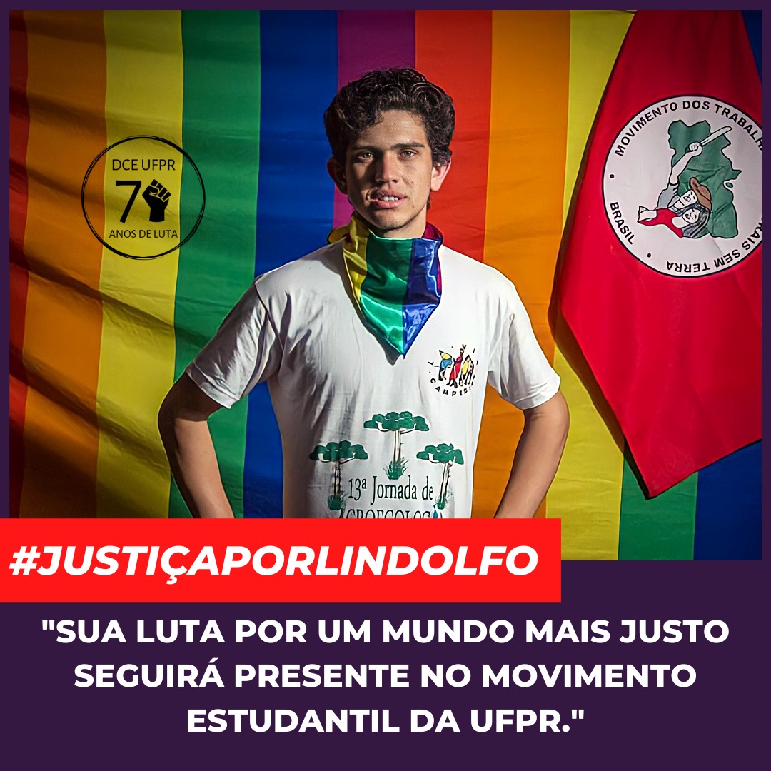 JUSTIÇA POR LINDOLFO KOSMASKI.

Acesse a nota em:
facebook.com/25578542783042…
#JustiçaPorLindolfo
------
🏛️ Diretório Central dos Estudantes - DCE
✊🏿 Gestão Unidade Pela UFPR - Executiva