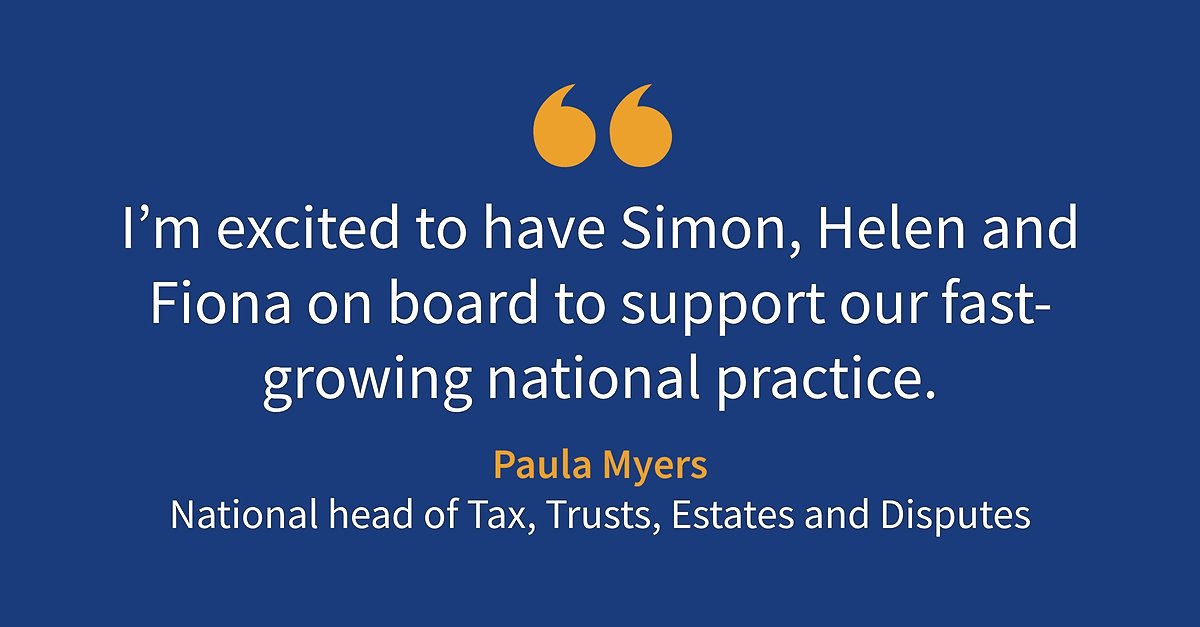 We're happy to announce three new solicitors have joined our national Tax, Trusts and Estates team, expanding our presence in the North and the South Coast: bit.ly/2QKTHoE #Growing