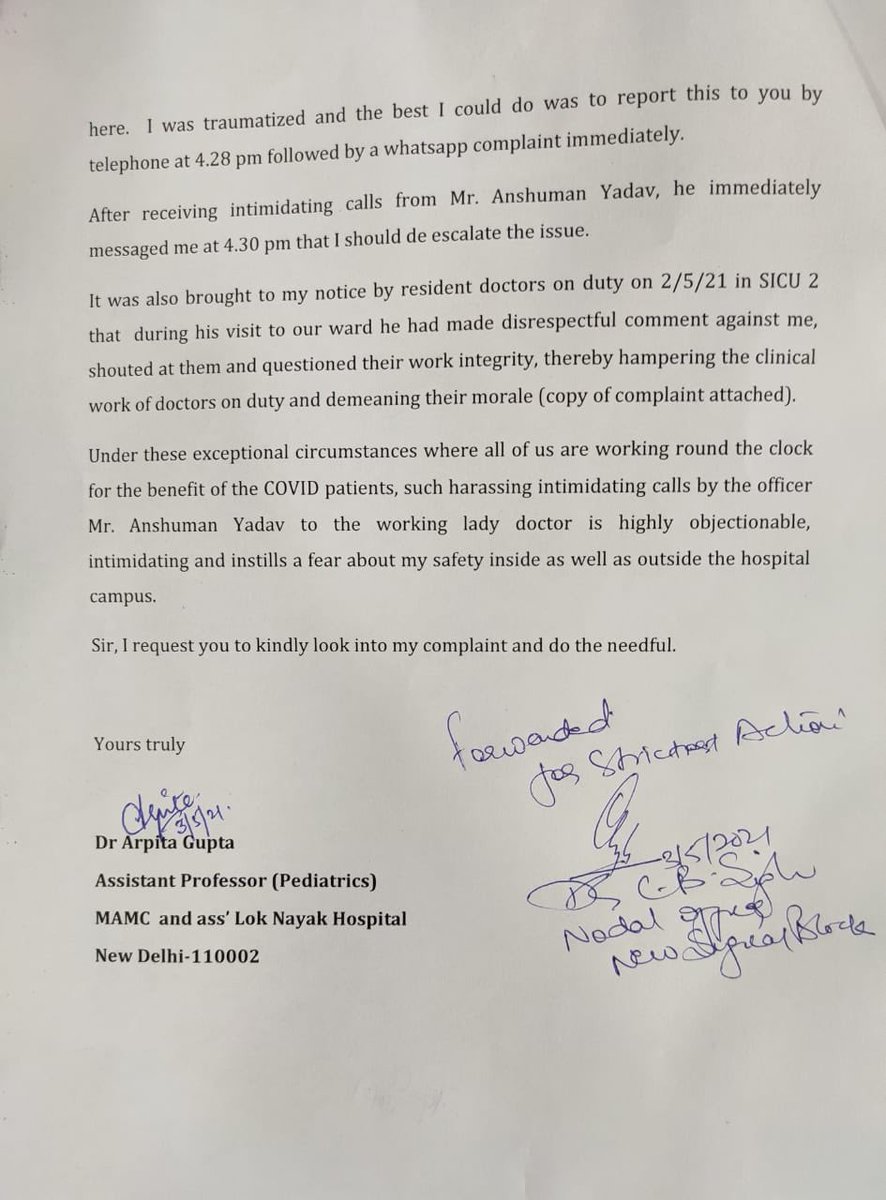 drsfaizanahmad's tweet photo. #Help 
An IAS officer #harassing Dr Arpita &amp; other colleague of MAMC New Delhi by interfering treatment &amp; intimidating them, who are working round  the ⏰ tirelessly in this critical time

Is this a strategy to divert attention from lack of #oxygen or complete failure of "System" https://t.co/R22E1RAB9u
