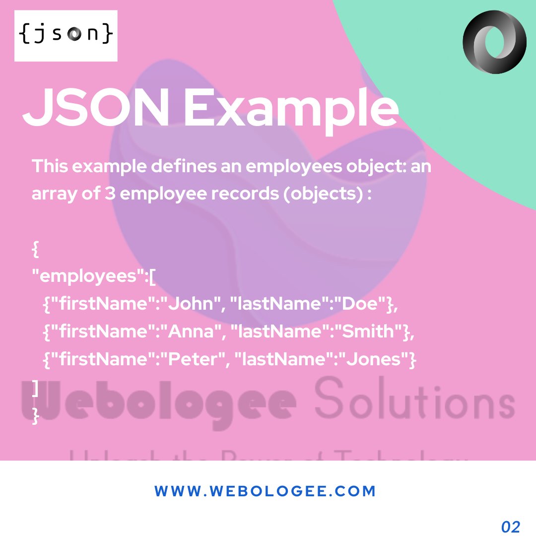 webologee's tweet image. #JSON (#JavaScriptObjectNotation) is a lightweight data-interchange format.
#python #javascript #python #javascript #programming #java #css #webdevelopment #html #php #react #language #html5 #developer #data #jsonexample #jsonsyntax #jsonsyntaxrules