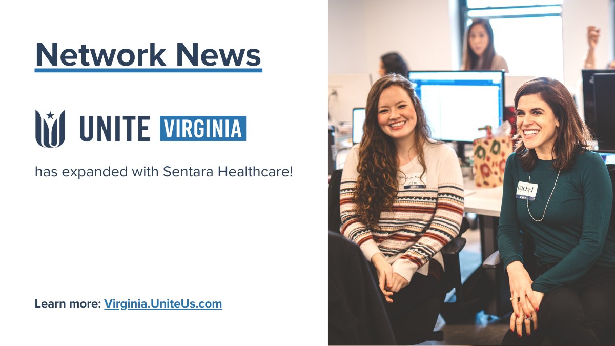 UniteUsHQ's tweet image. Sentara Healthcare is expanding their presence in the Unite Virginia network! Through this collaboration, they will be able to provide healthcare while also closing service gaps in the community. Learn about how to join this growing network today: Virginia.UniteUs.com