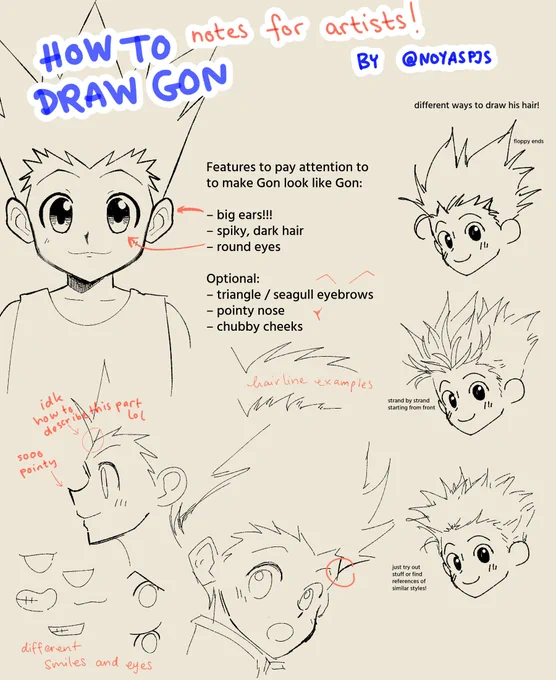 it's Gon's bday in an hour so I made a guide on how to draw him!! Notes for artists and a step by step guide for beginners :) 
#ゴン生誕祭2020 #ゴン生誕祭 #hxh #tutorial 