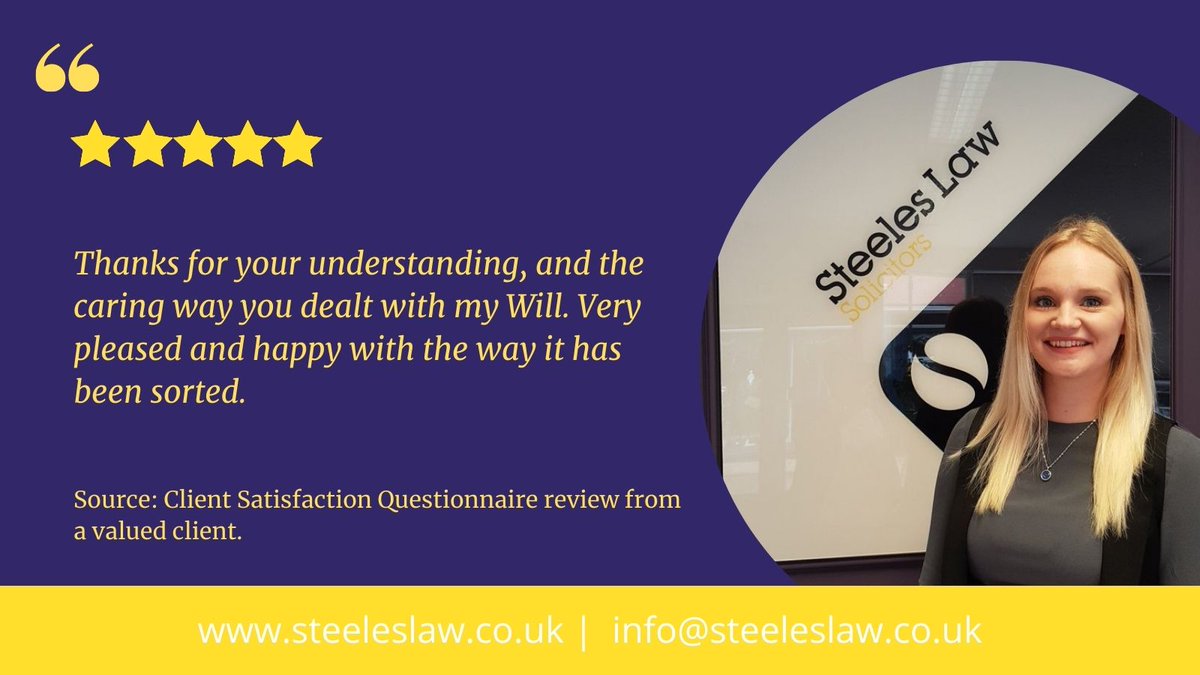 Excellent client feedback for our Private Client Solicitor, Lauren Crosby 🎉👏 Do you need to make or update your #Will? Give our team a call today on 01603 598000 or 📩 info@steeleslaw.co.uk for more information on how we can help you plan for laterlife. #Diss #Norwich