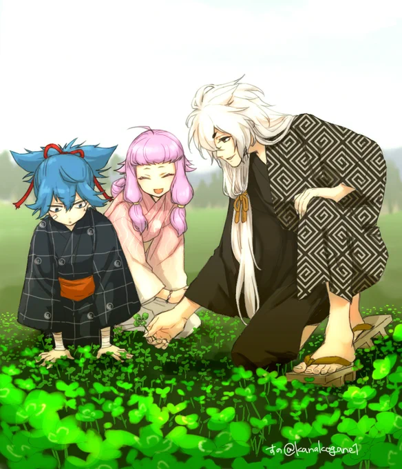#みどりの日なので緑色の画像を貼る
みどりに囲まれる男士たち🍀 