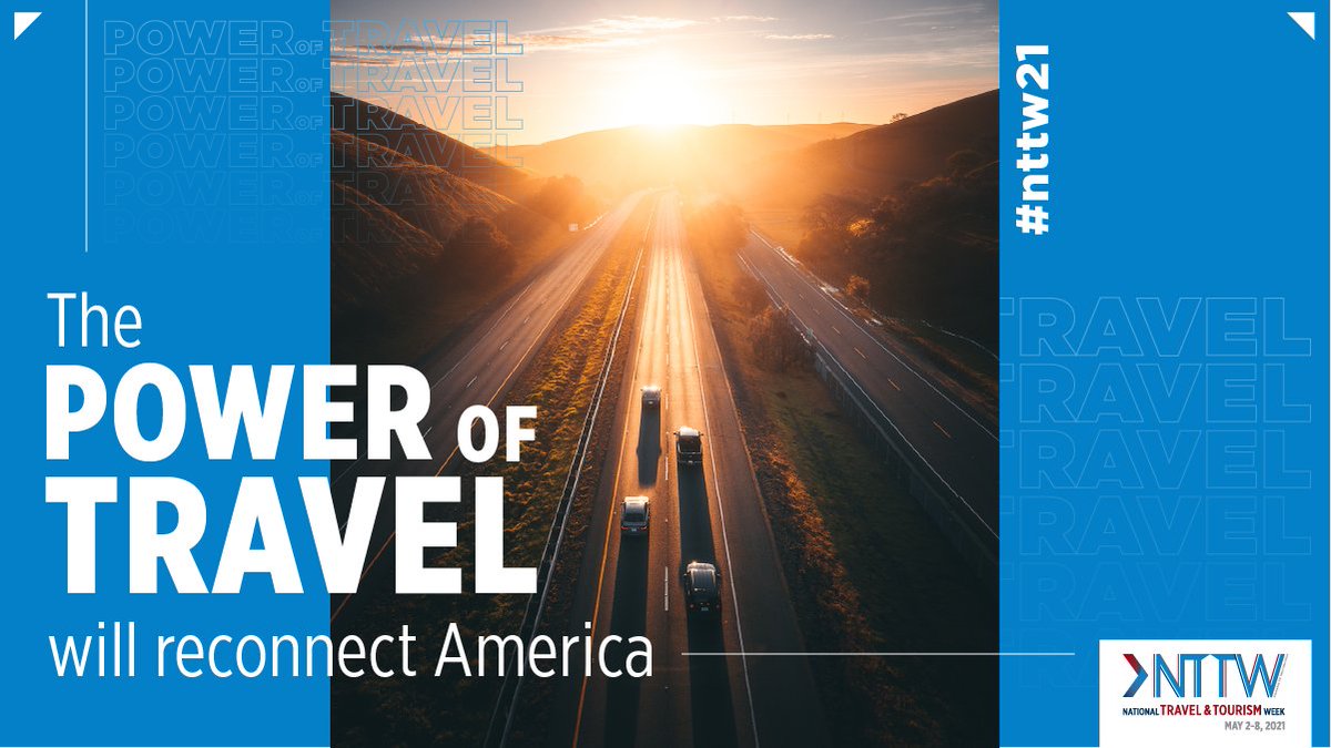 Happy National Travel and Tourism Week! We join the <a href="/USTravel/">U.S. Travel</a> and the industry in recognizing the #PowerofTravel and its important role in reviving our communities, rebuilding the economy and reconnecting America. #nttw21