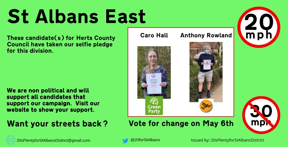 St #Albans #StAlbans 

We are non political and will support ALL candidates - irrespective of party - that support us.  This offer is still open.
 
If you support default20 in your area, make your vote count on May the 6th.