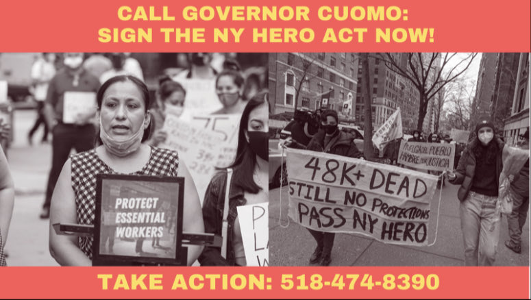 NY will be stronger, healthier, and better prepared for this pandemic and the next with the #NYHERO Act. That's a fact.

We can #ProtectNYHeroes NOW with strong, enforceable standards.

Join us to call Cuomo (518-474-8390) & demand he sign NY HERO now without changes!