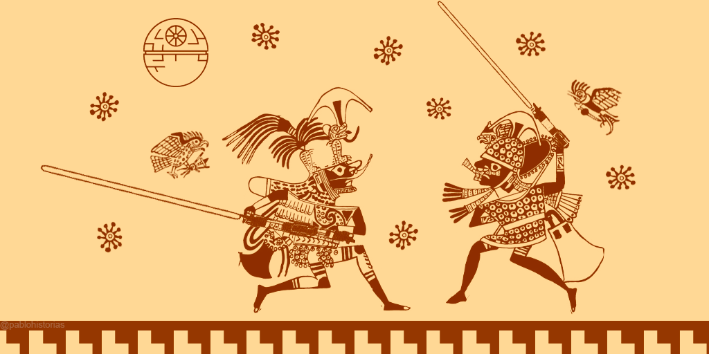 Diseño pintado en una una vasija #moche, encontrada hace mucho tiempo en una galaxia lejana, muy lejana.

😬#MayThe4thBeWithYou #StarWars #Peru