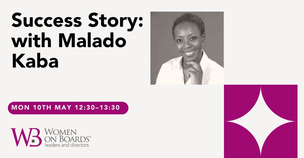 You won't want to miss our next Success Story session with @Malado2203 - the first female Finance Minister of the Republic of Guinea, country head for <a href="/InstituteGC/">Tony Blair Institute for Global Change</a> &amp; an economist for the <a href="/EU_Commission/">European Commission</a> inter alia.  BOOK NOW: bit.ly/3tkIVlY

#WomenOnBoards #WomenLeaders