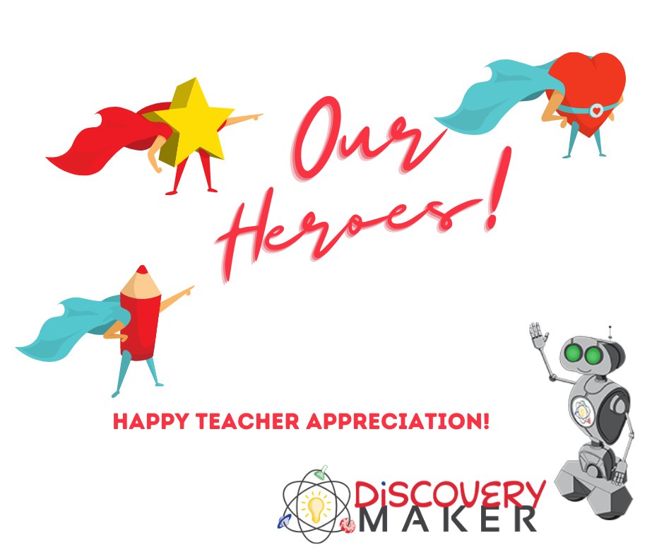 Teachers and Educators, we appreciate all you do to help  students #keepmakingdiscoveries. Keep up the good work!
 #ThankYouTeachers #TeacherAppreciationDay #TeacherAppreciationWeek #DiscoveryMaker