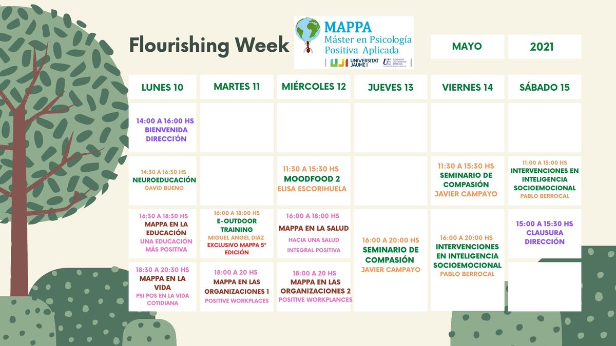 WANT_UJI's tweet photo. 📢 ATENCIÓN❗️
Desde Máster MAPPA han organizado la Flourishing Week 🌱 Un evento 100% Online🧑‍💻 y 100% gratuito 🤩
📆 Del 10 al 15 de mayo.
Para más información ⬇️ ⬇️
https://t.co/b5cyeYTgAS

#psicologiapositiva #psicologiapositivaaplicada @fue_uji https://t.co/HUjVhiHyRK