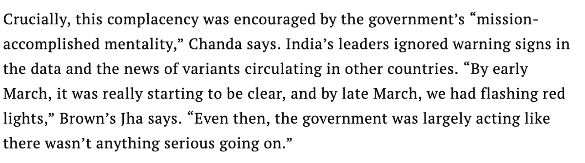 Both Drs. Chanda and Jha were scathing about the government's failure to act on warning signs that became the appalling tragedy we are witnessing today.