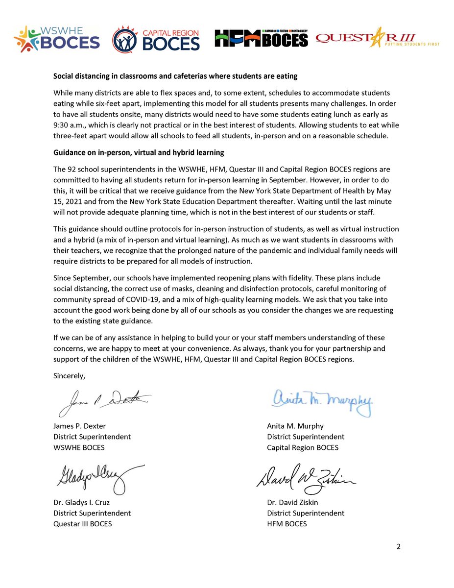 WSWHE BOCES (@wswheboces) on Twitter photo 92 school superintendents and 4 DSs <a href="/WSWHEBOCES/">WSWHE BOCES</a> <a href="/CapRegionBOCES/">Capital Region BOCES</a> <a href="/HFMBOCES/">HFM BOCES</a> <a href="/QuestarIII/">Questar III BOCES</a> ask legislators for support in getting reasonable and responsible guidance from <a href="/HealthNYGov/">NYSDOH</a> <a href="/NYGovCuomo/">Archive: Governor Andrew Cuomo</a> to allow all of our students to fully return to school in the fall for the 2021-22. 92 school superintendents and 4 DSs <a href="/WSWHEBOCES/">WSWHE BOCES</a> <a href="/CapRegionBOCES/">Capital Region BOCES</a> <a href="/HFMBOCES/">HFM BOCES</a> <a href="/QuestarIII/">Questar III BOCES</a> ask legislators for support in getting reasonable and responsible guidance from <a href="/HealthNYGov/">NYSDOH</a> <a href="/NYGovCuomo/">Archive: Governor Andrew Cuomo</a> to allow all of our students to fully return to school in the fall for the 2021-22.