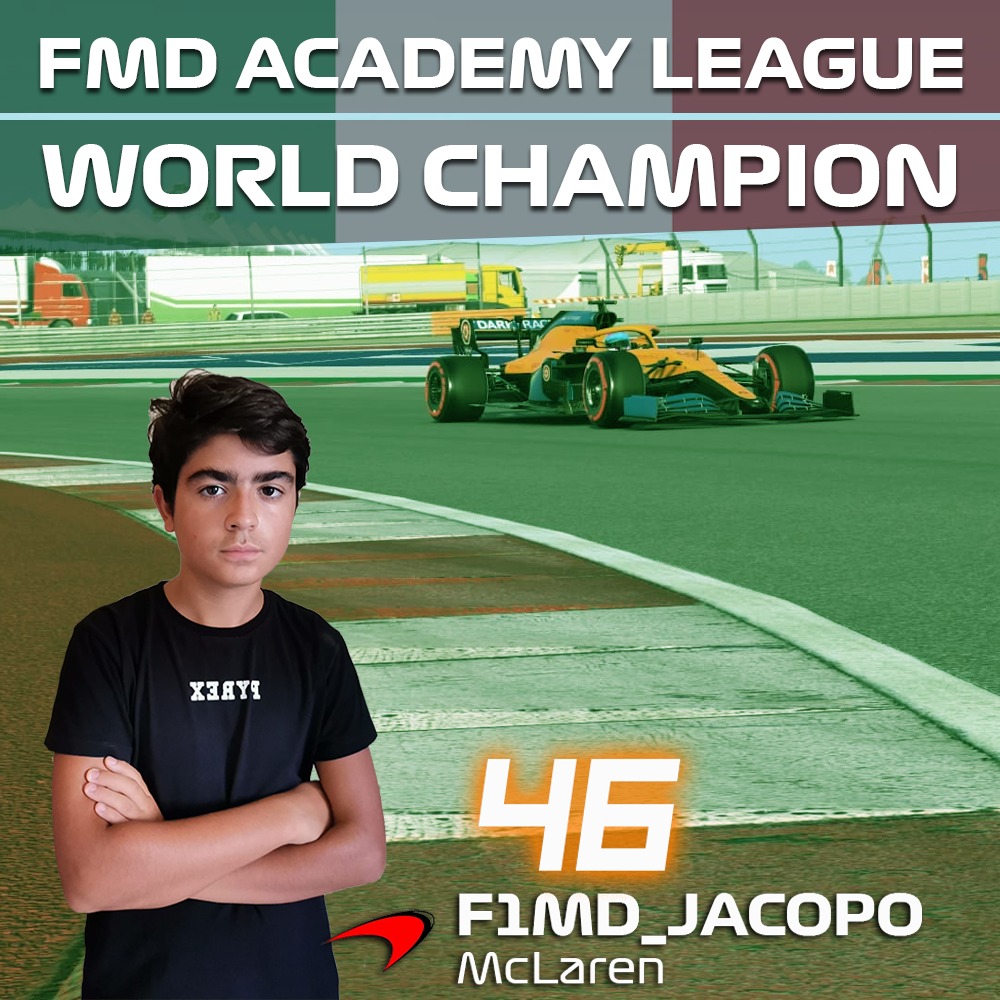 🏁🆕️ Academy League Champion🏁

Con la P2 conquistata ad #Austin🇺🇲 @F1MD_JACOPO chiude i conti ed é il nuovo Campione dell'#AcademyLeague🎒 2020-2021

Congratulazioni Jacopo!! 🏆👏🏻👏🏻👏🏻

#FMD #F1MD #FMDSeason4