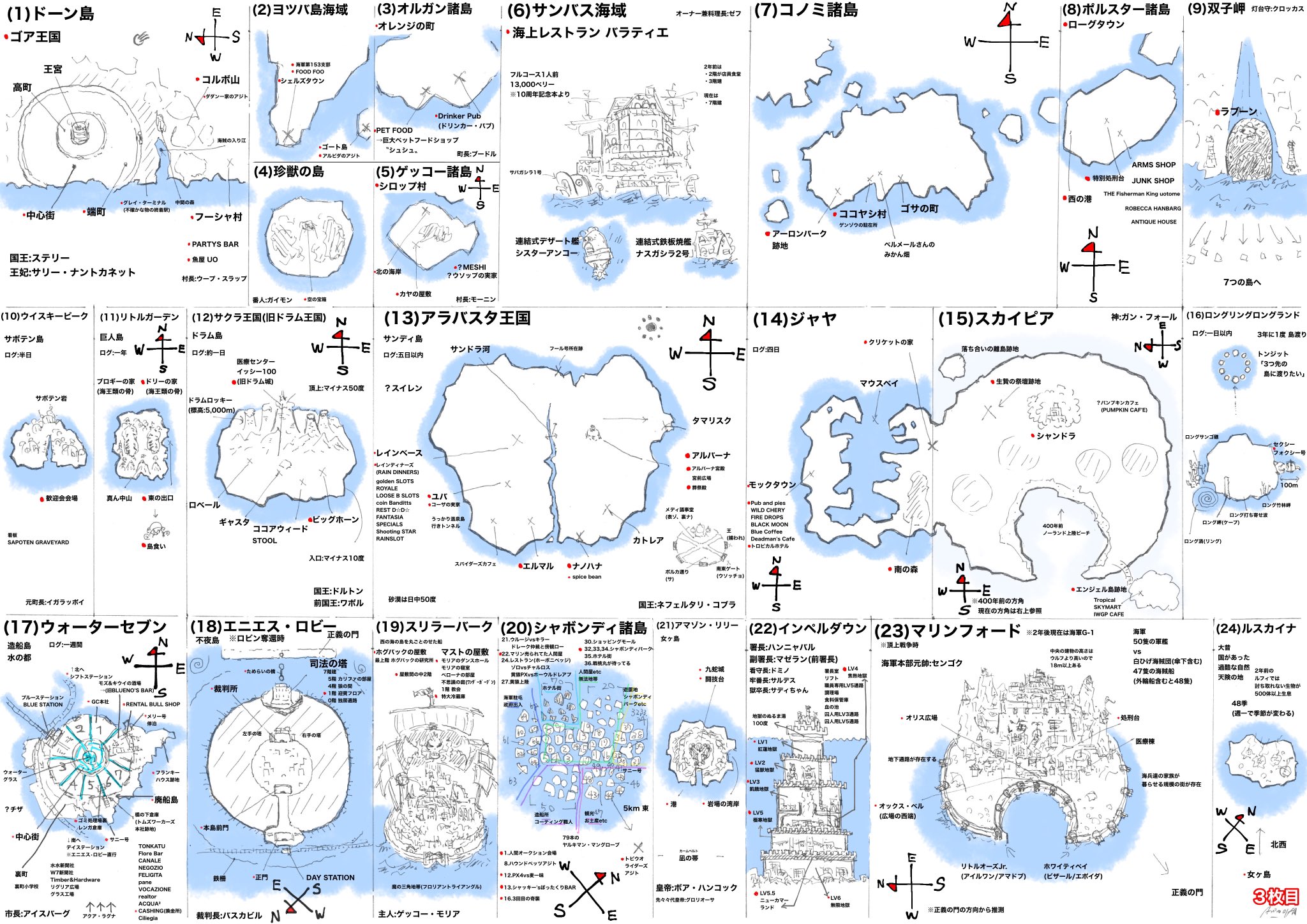 ポーネグリフのarimo 祝 ルフィ誕生祭21 原作の情報を元に ワンピ地図作ってみた Ver 3です ルフィが繋いだ足跡を表現したつもりです Onepiece1000logs Onepiece 修正のきっかけ与えていただき監修もいただいたキリさん Mahotukai Kiri