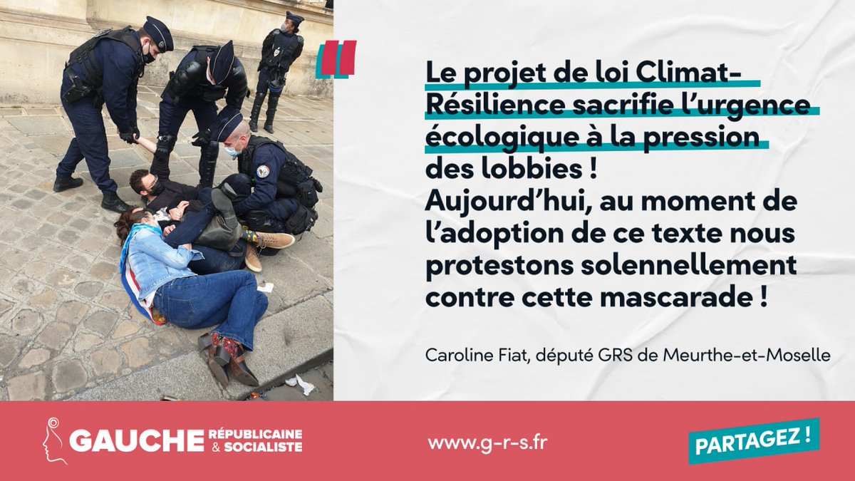GRS_landes (@apreslandes) on Twitter photo La <a href="/Gauche_RS/">Gauche Républicaine & Socialiste #FrontPopulaire</a> est solidaire des militants associatifs et de notre députée <a href="/CarolineFiat54/">Caroline FIAT</a> qui se sont enchaînés symboliquement devant les grilles de l'<a href="/AssembleeNat/">Assemblée nationale</a> pour dénoncer la mascarade écologique que représente l'adoption aujourd'hui du #PjLClimat #ClimatRésilience La <a href="/Gauche_RS/">Gauche Républicaine & Socialiste #FrontPopulaire</a> est solidaire des militants associatifs et de notre députée <a href="/CarolineFiat54/">Caroline FIAT</a> qui se sont enchaînés symboliquement devant les grilles de l'<a href="/AssembleeNat/">Assemblée nationale</a> pour dénoncer la mascarade écologique que représente l'adoption aujourd'hui du #PjLClimat #ClimatRésilience