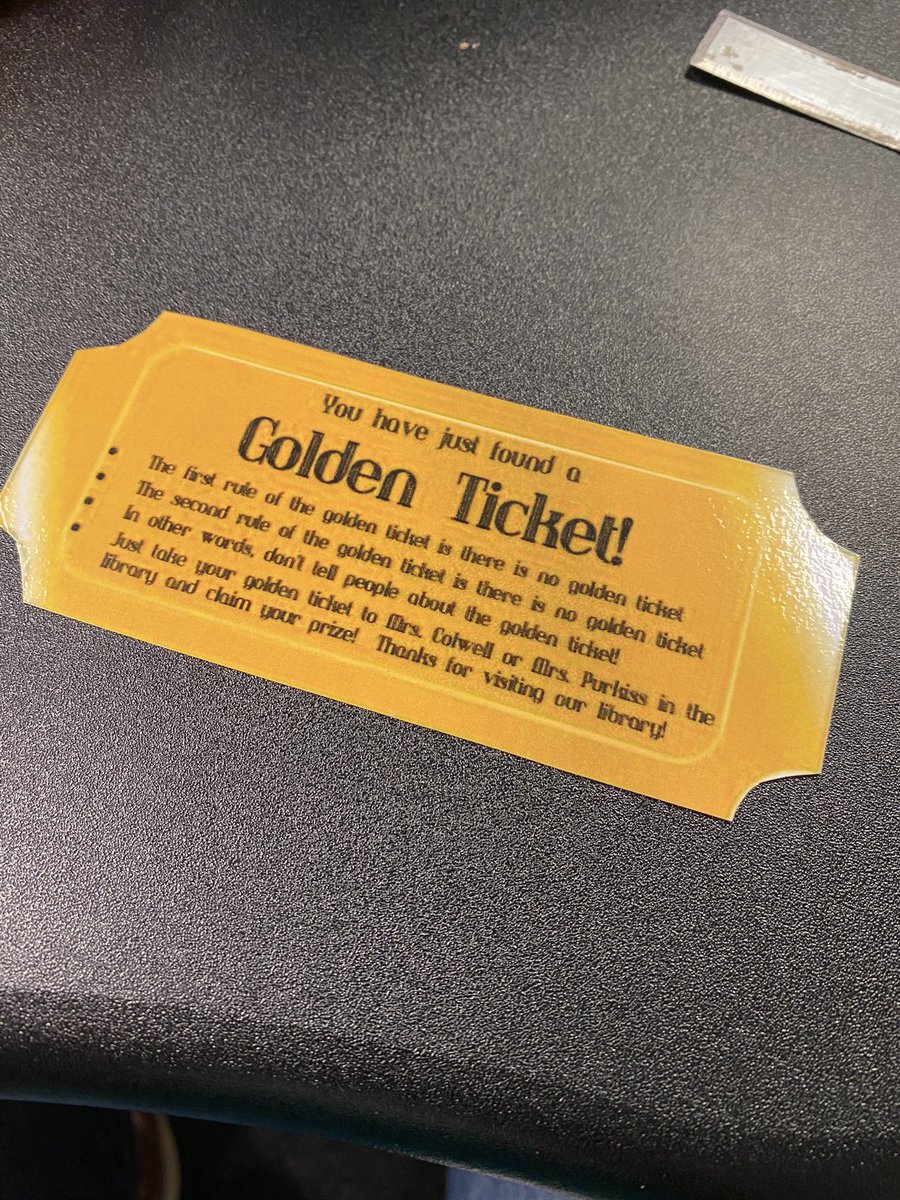 I found a Golden Ticket!! There are 9 more in books inside our library and I can’t wait till next year when hopefully students will be in here to find the remaining ones!! #mymisdreads #mymisd #prideinside2021