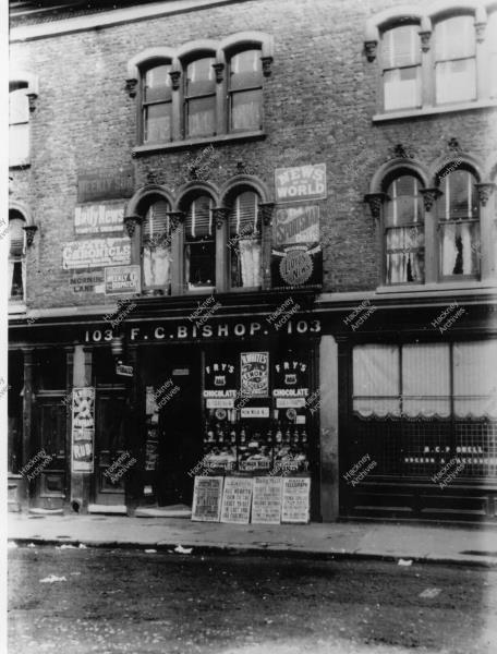 F.C.BISHOP Newsagent. 103 Morning Lane, 1898 Hackney London