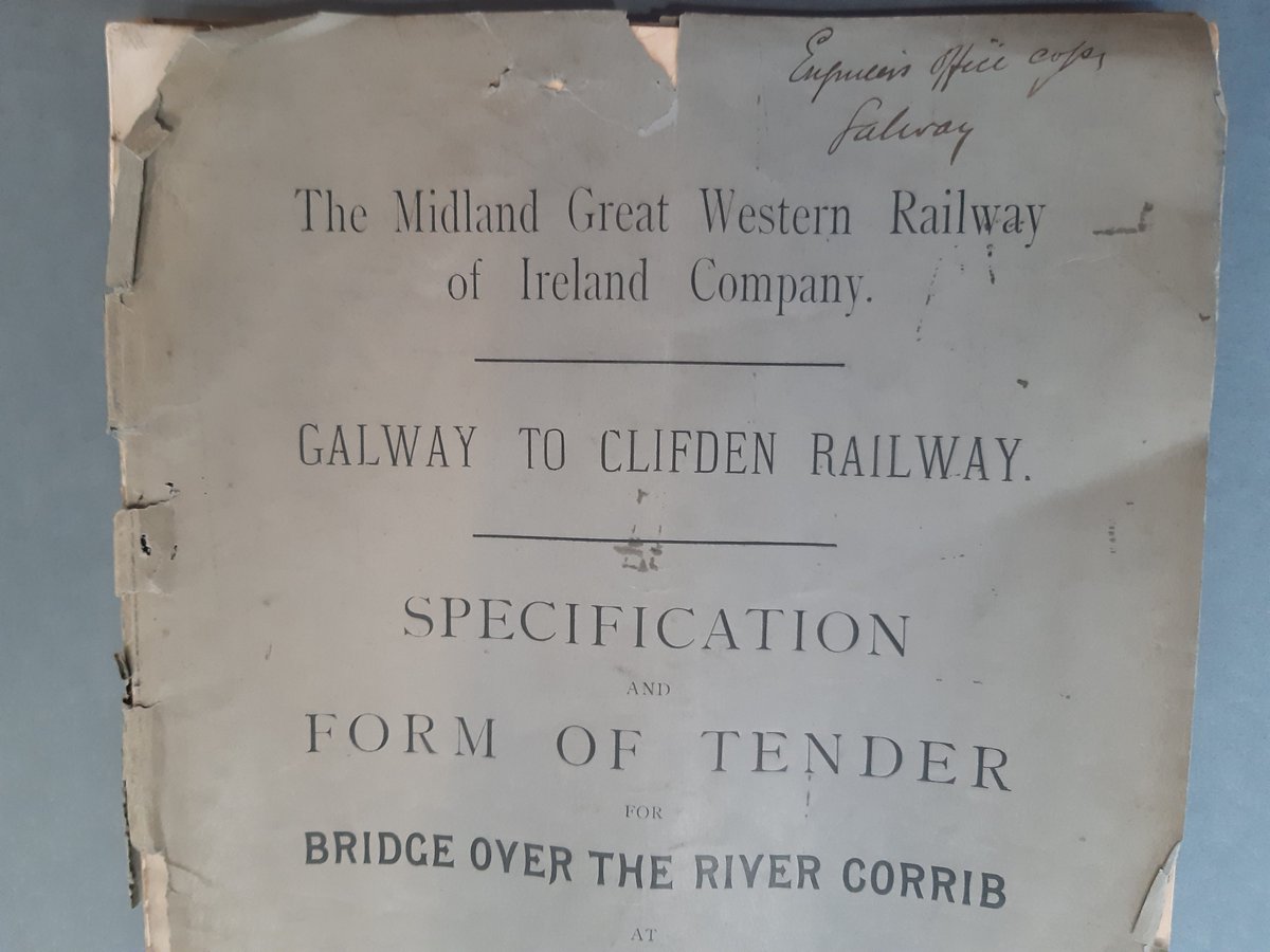 LibrariesGalway's tweet photo. @GalwayCoCo #Archives holds a 1891 specification for the #MGWR #bridge over the River Corrib, part of the #Galway to #Clifden #Railway. For more visit https://t.co/Rv4kMRw2EH @galwaygreenway @irishrailways #Connemara #lovearchives #exploreyourarchive @ARAIreland @iar_ie https://t.co/uVDxZNoY6t
