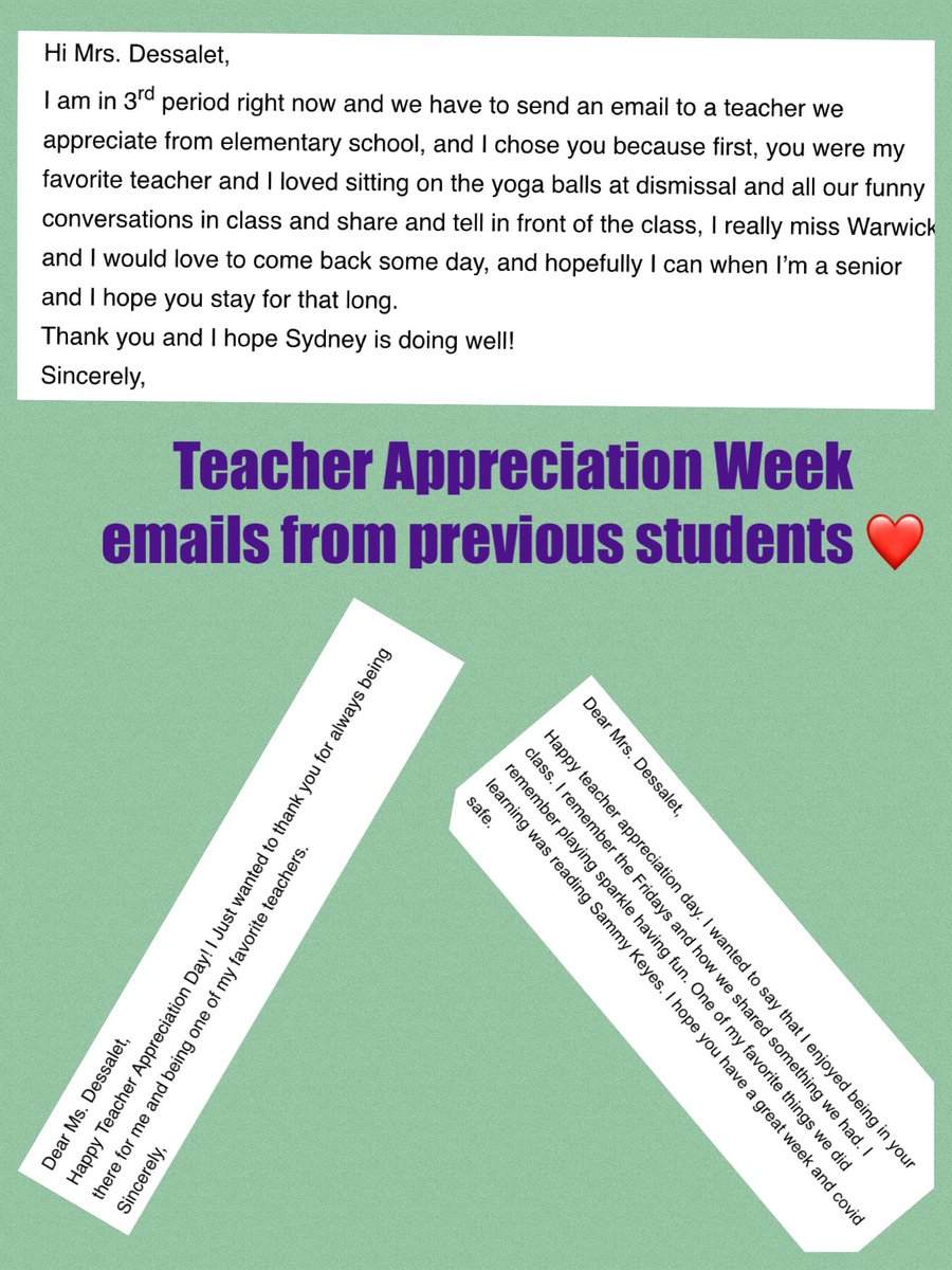 Pretty sure this is the best way to start my day! Emails from previous students for teacher appreciation day made my heart so happy ❤️ I’m the luckiest.