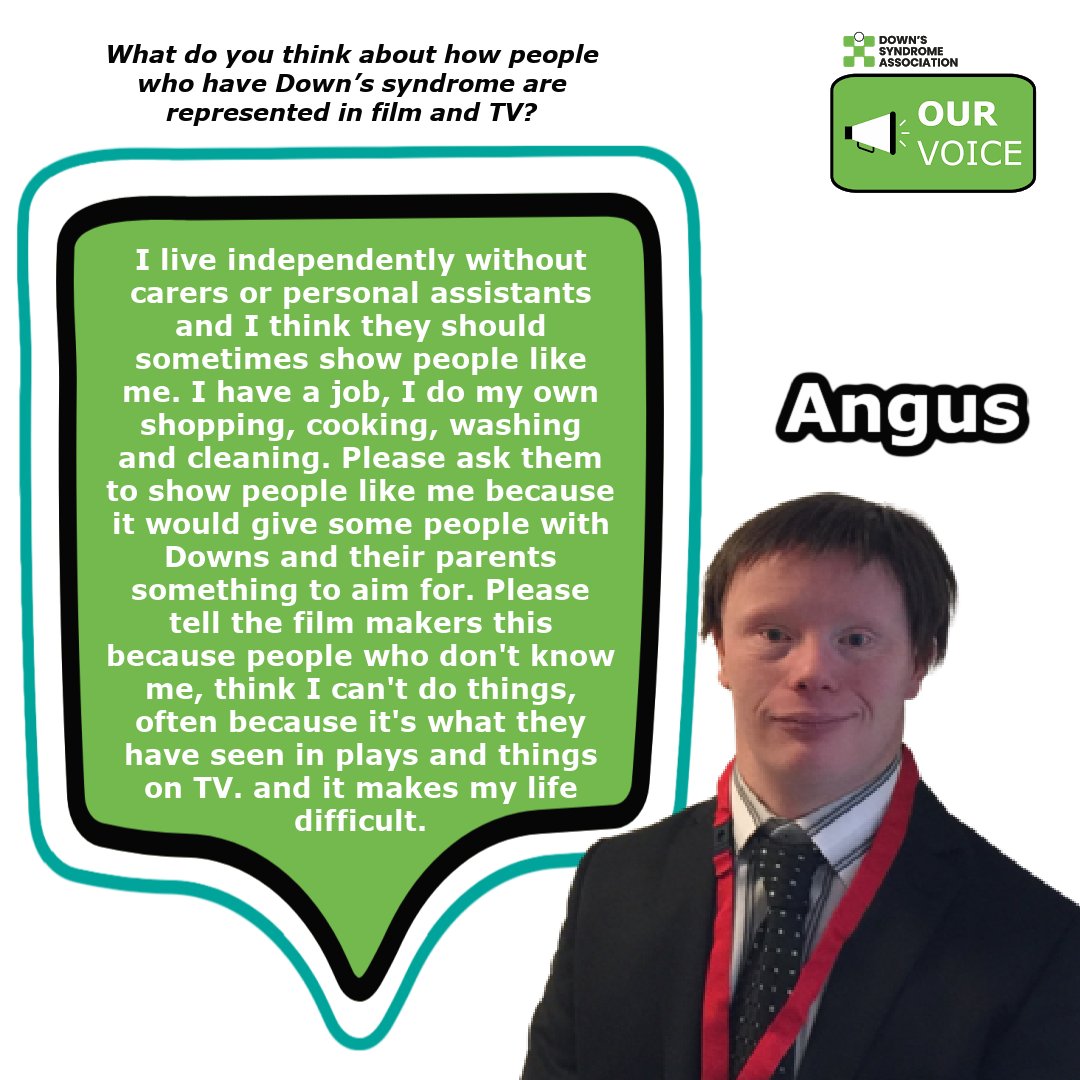 DSAInfo's tweet photo. We asked #OurVoice members 'What do you think about how people who have Down’s syndrome are represented in film and TV?’  ⬇ https://t.co/FkIaclaaRQ