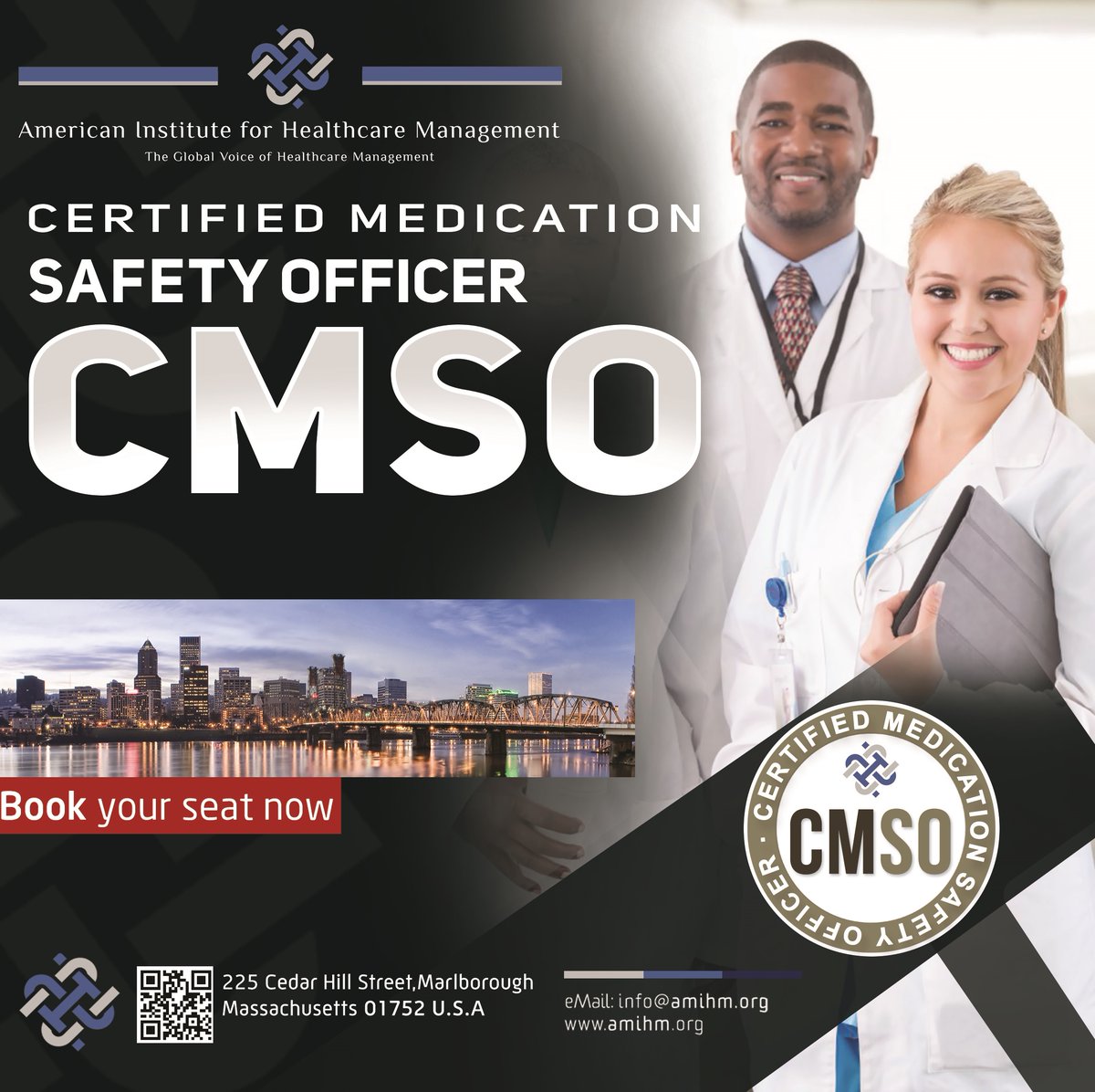 amihmorg's tweet photo. SAVE THE DATE! 
“CERTIFIED MEDICATION SAFETY OFFICER (CMSO)”
DATE: July 03-05, 2021

TO REGISTER: 
Please register thru the AMIHM Website https://t.co/G3oOGsDCgt
#healthcare #pharmacy #hospital #medicationsafety #patientsafety #training https://t.co/IEDeozZ3I6