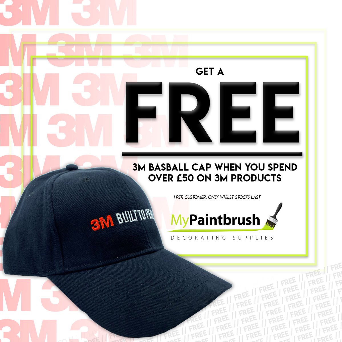 🤩🤩🤩🤩

Get a FREE @3MUK Baseball Cap when you spend over £50 on 3M products! 

Only whilst stocks last &amp; 1 per customer

mypaintbrush.co.uk