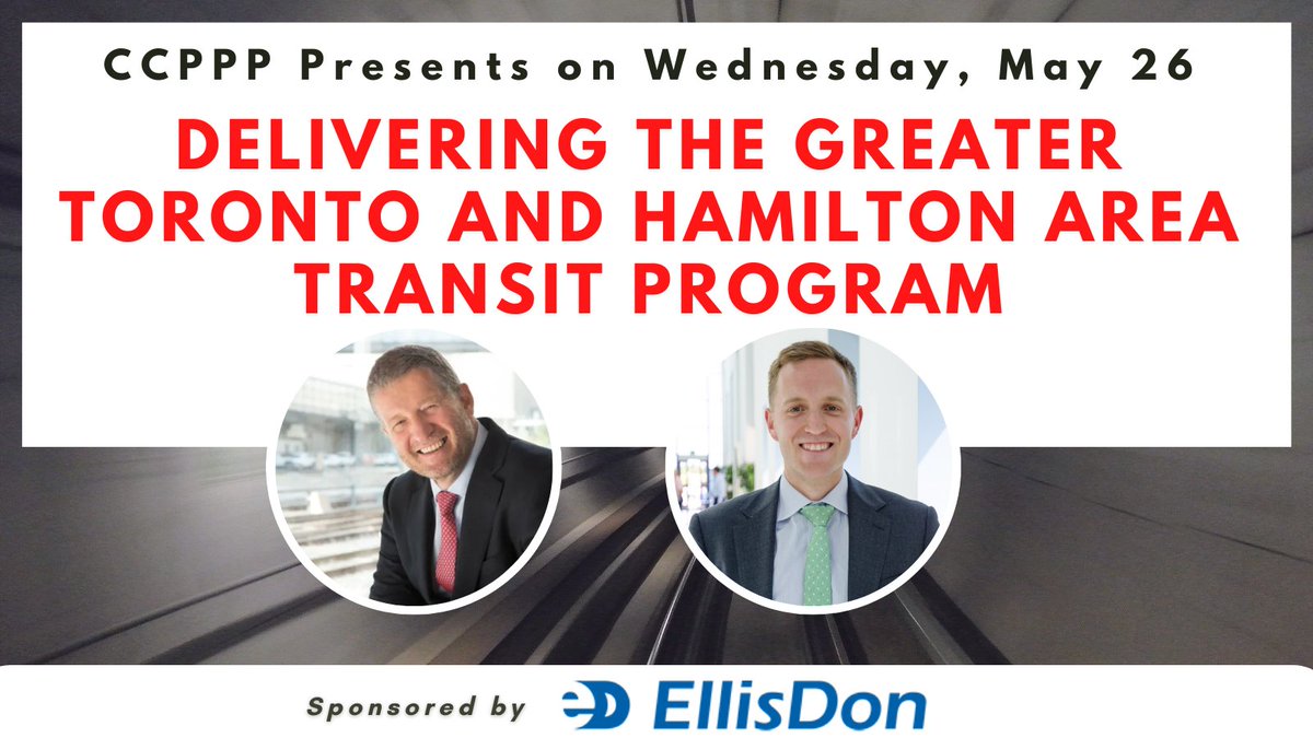 Looking forward to hosting <a href="/pppcouncil/">CCPPP</a>'s May 26 webinar with Phil Verster <a href="/Metrolinx/">Metrolinx</a> and Michael Lindsay <a href="/InfraOntario/">Infrastructure Ontario</a> for the latest on how they're working together to deliver some of 🇨🇦's largest #transit projects. Join us and register @ bit.ly/3eSQon9 #infrastructure