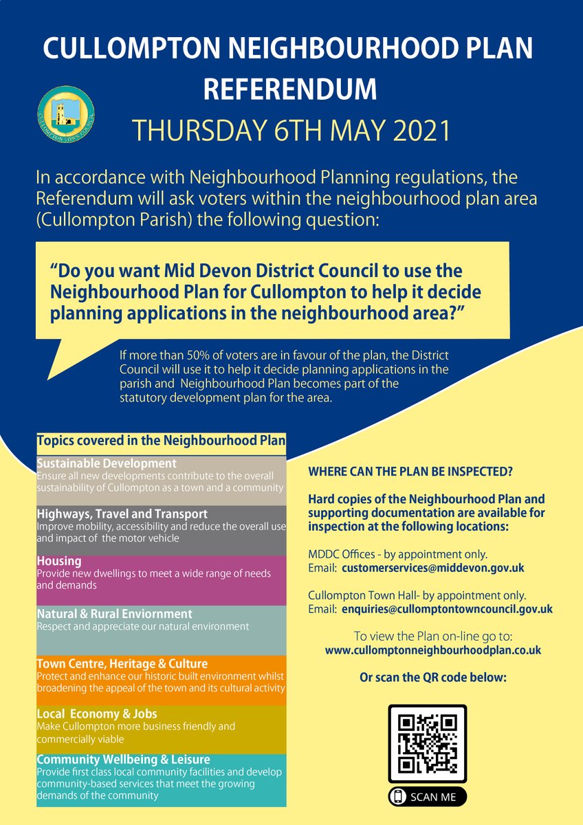 #Cullompton #Neighbourhood Plan 
#Referendum #HaveYourSay #6thMay