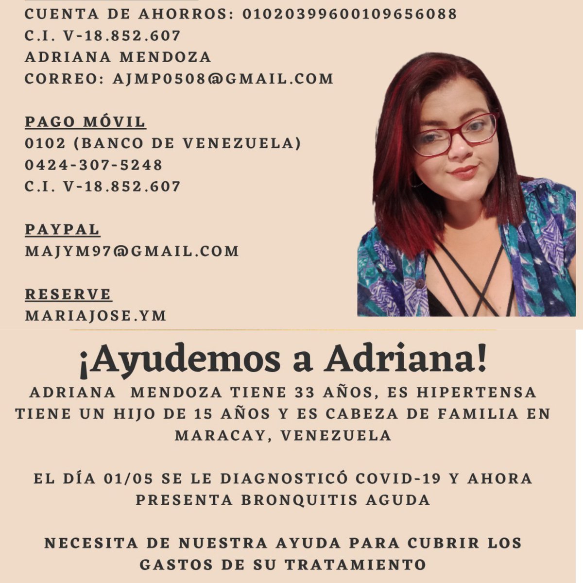 Hoy necesitamos ayuda para Adriana, cualquier granito cuenta y difundiendo también ayudas 🙏🏼🙏🏼 Dios los bendiga