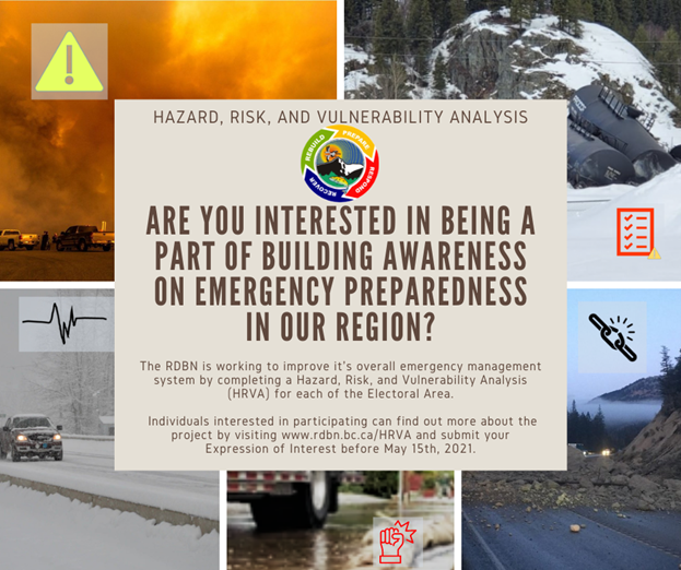 BNemergencyInfo's tweet photo. Share this post to win an Emergency Preparedness Kit!

The RDBN is working to improve its overall emergency management by completing a Hazard, Risk, and Vulnerability Study (HRVA) for each Electoral Area. 

To learn more or get involved: https://t.co/JHaY7THNWE https://t.co/muYsdP9boD