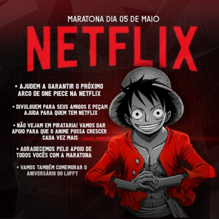 TIAUM's tweet image. Galera é amanha o dia que vamos juntar os fans de One Piece pra maratonar o anime na Netflix, pf se tiver um tempinho da uma ajudada aí é só pra gente ter a certeza que teremos mais episódios dublados, tentar entrar nesse top 10!!

#unidospeladublagemdeop