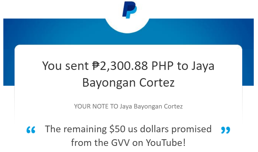 whoisgvv's tweet photo. And this was the second $50 dollar amount (the other 2nd half of the $100 total). As promised, I sent it to my awesome new #CashGiveaway winner and subscriber @Ayaj_zetroc01 #GodBlessYou Jaya and I hope you enjoy the #FreeMoney 👍💵 #GoodVibeVigilante https://t.co/GjKOyflpf9