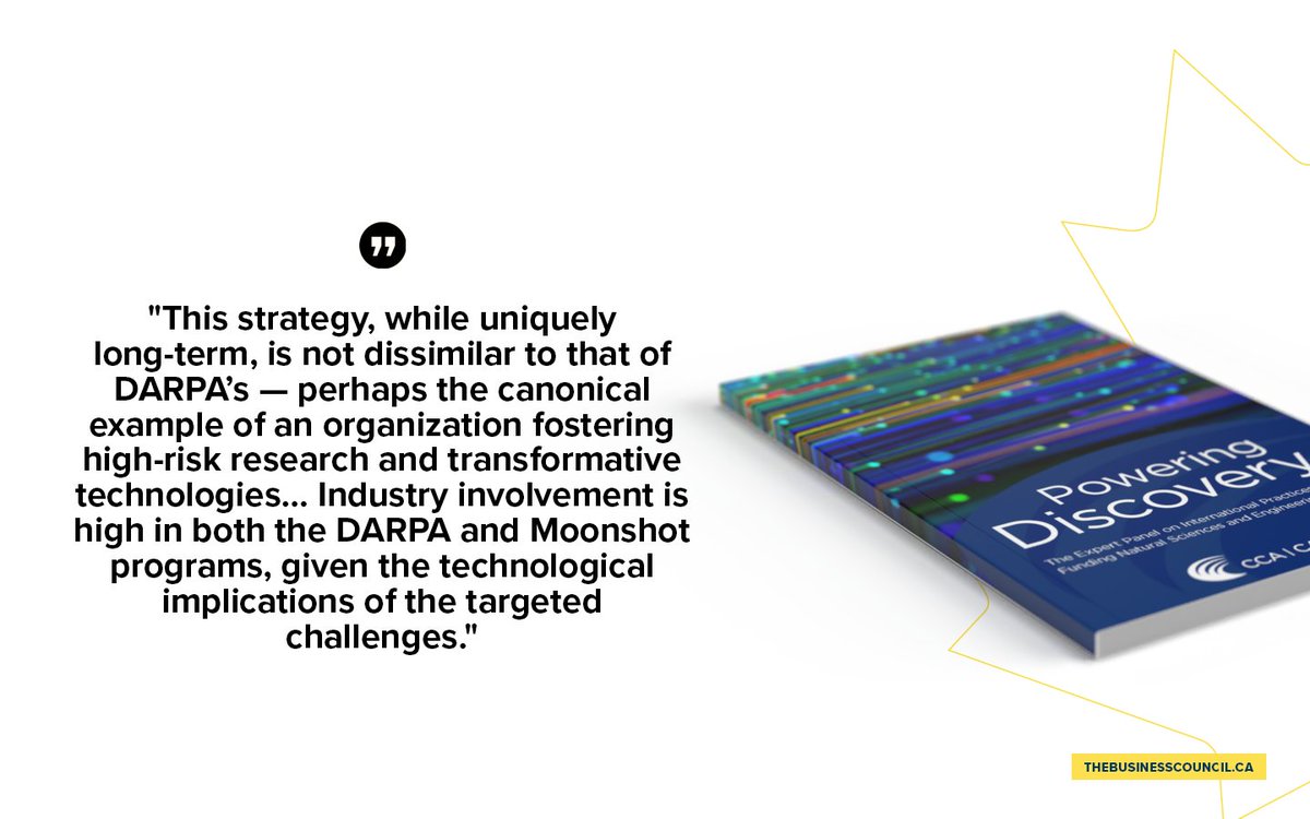 BizCouncilofCan's tweet photo. Excellent report by @CCA_Reports on research policy with helpful international examples of best practices including @DARPA &amp; @JST_info Moonshot initiative. As identified in #PoweringAStrongRecovery, we need to be more ambitious when it comes to innovation: https://t.co/AVTQyta4VD https://t.co/AOa6RXjuNe