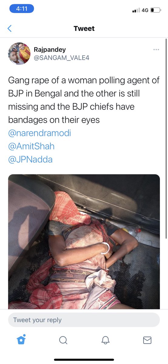 NoGreay's tweet photo. Dhamki de rahi hai ye
#BengalViolence 
#Bengalisburning https://t.co/JJF08dom50