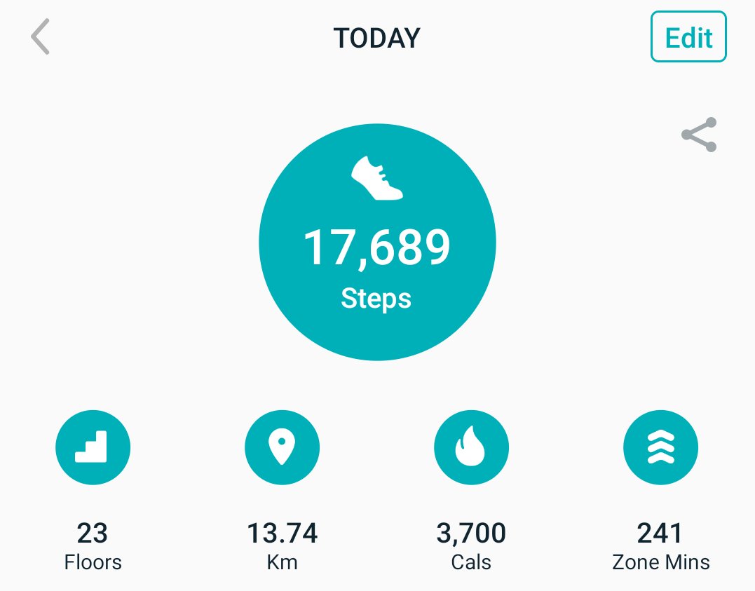 Fitbit screenshot showing 17,689 steps
