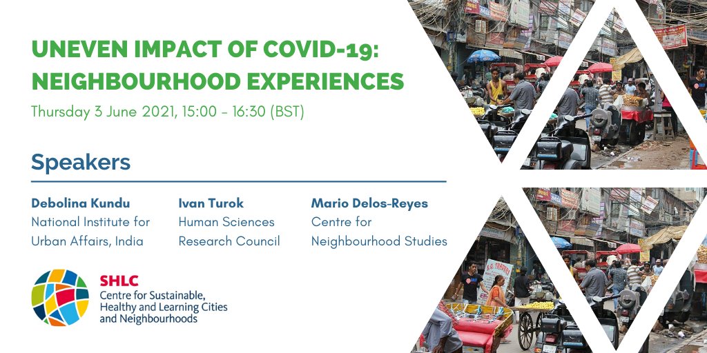 How has #COVID19 impacted different #neighbourhoods?

Have these impacts aggravated pre-existing spatial disparities?

Find out more in our upcoming webinar exploring #neighbourhood experiences of #COVID19 across African &amp; Asian #cities.

Register here 👉 bit.ly/33gjZS0