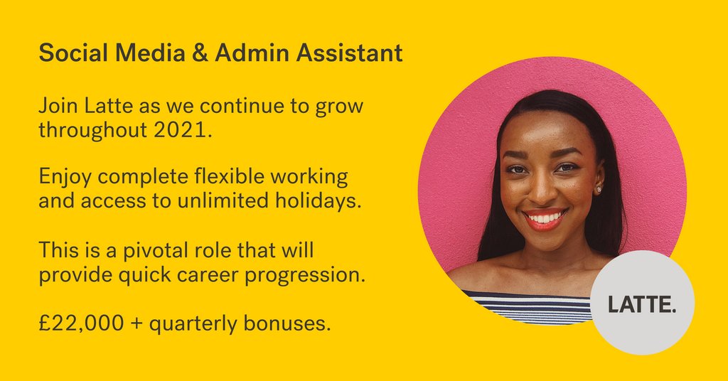 SOCIAL MEDIA AND ADMIN ASSISTANT: Come and join LATTE and take charge of all things administration and social media. This is a pivotal role that will help us continue to grow. Email john@wearelatte.com to apply. #socialmediajobs #adminjobs 
buff.ly/3nKzCuF