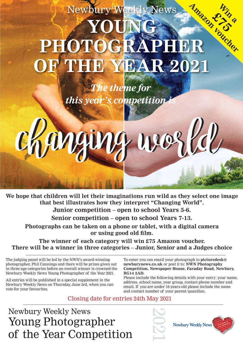 There is still time to enter the Newbury Weekly News young photographer of the year @St_Barts_School @PHSNewbury @TrinityNewbury @TheClereSchool @denefieldschool @LittleHeathSchl @WillinkSchoolUK @ThealeGreen @KennetSchool @jog_school @JogLibrary