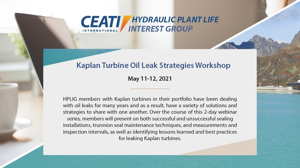 CEATIhydro's tweet photo. 🖥️ HPLIG is a hosting a 2-day webinar series on Kaplan Turbine Oil Leak Strategies.

Find out more in the description below or by contacting CEATI: https://t.co/Z10yK5tOXW

#hydraulic #turbines https://t.co/kEIDdgSCdV