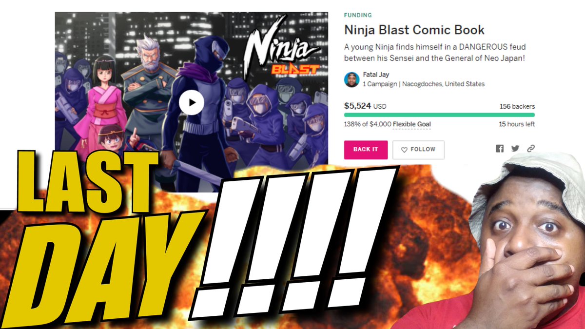 Fatal Jay Ninja Blast Is Closing Today, if you haven't backed yet, today is your last chance...😱 #manga #mangaart #indiecomcis #comics #comic @TheWorldClassBS 
👇👇
igg.me/at/NinjaBlastC…