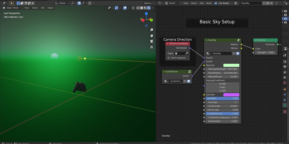 GelamiSalami's tweet photo. Little update on my sky generator

Changed the sun settings, exposed more settings and added limb darkening

Also you can use images as the sun now :P
#blender #b3d #eevee https://t.co/4NFmwWN464